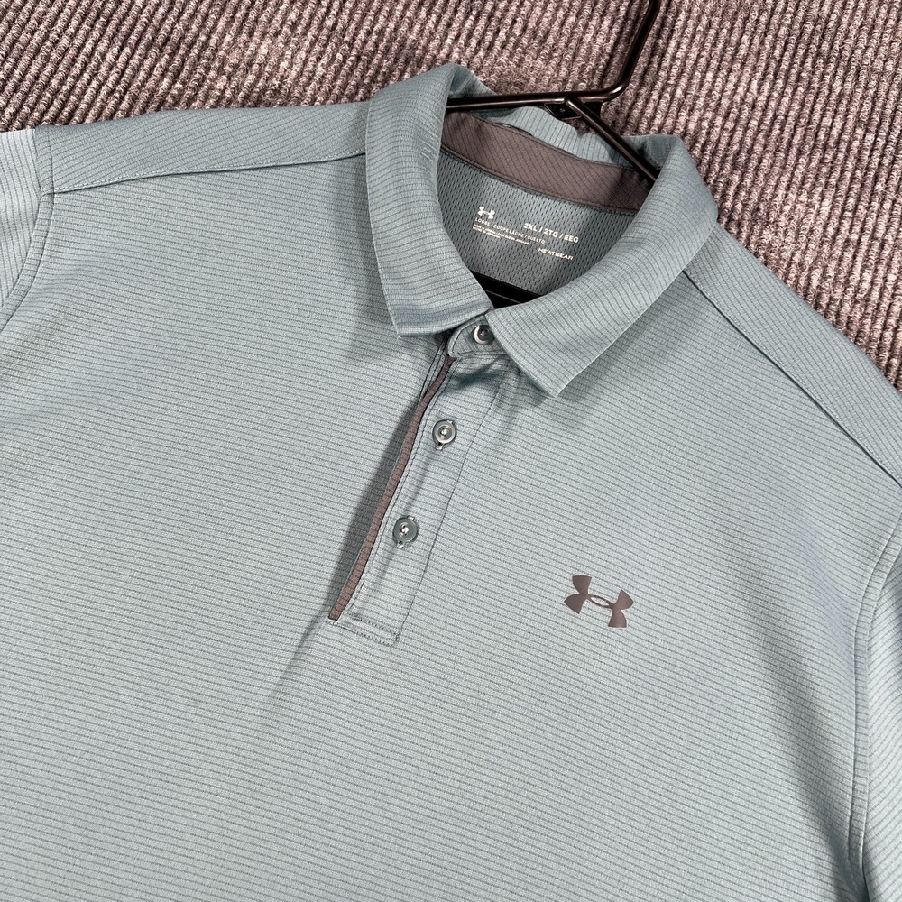 Under Armour Polo‎ Shirt Mens 2XL XXL Gray Blue Short Sleeve Performance Golf